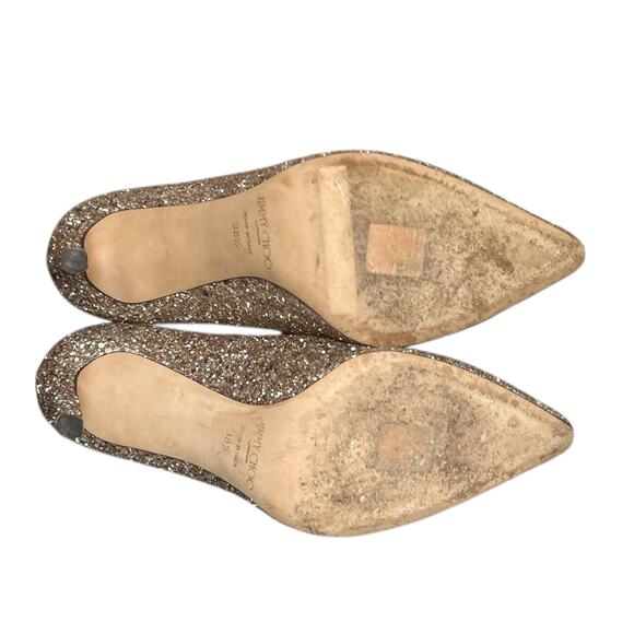 Jimmy Choo Romy Glitter Ballet Pump Heel Wedding Event Gold 8.5 - Picture 6 of 8